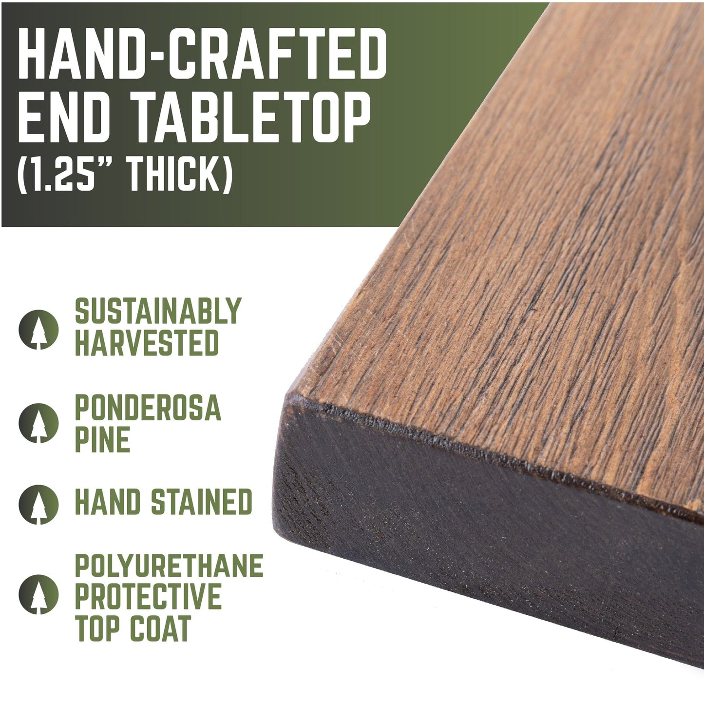 RESTORE Trail Brown Solid Wood End Tabletop