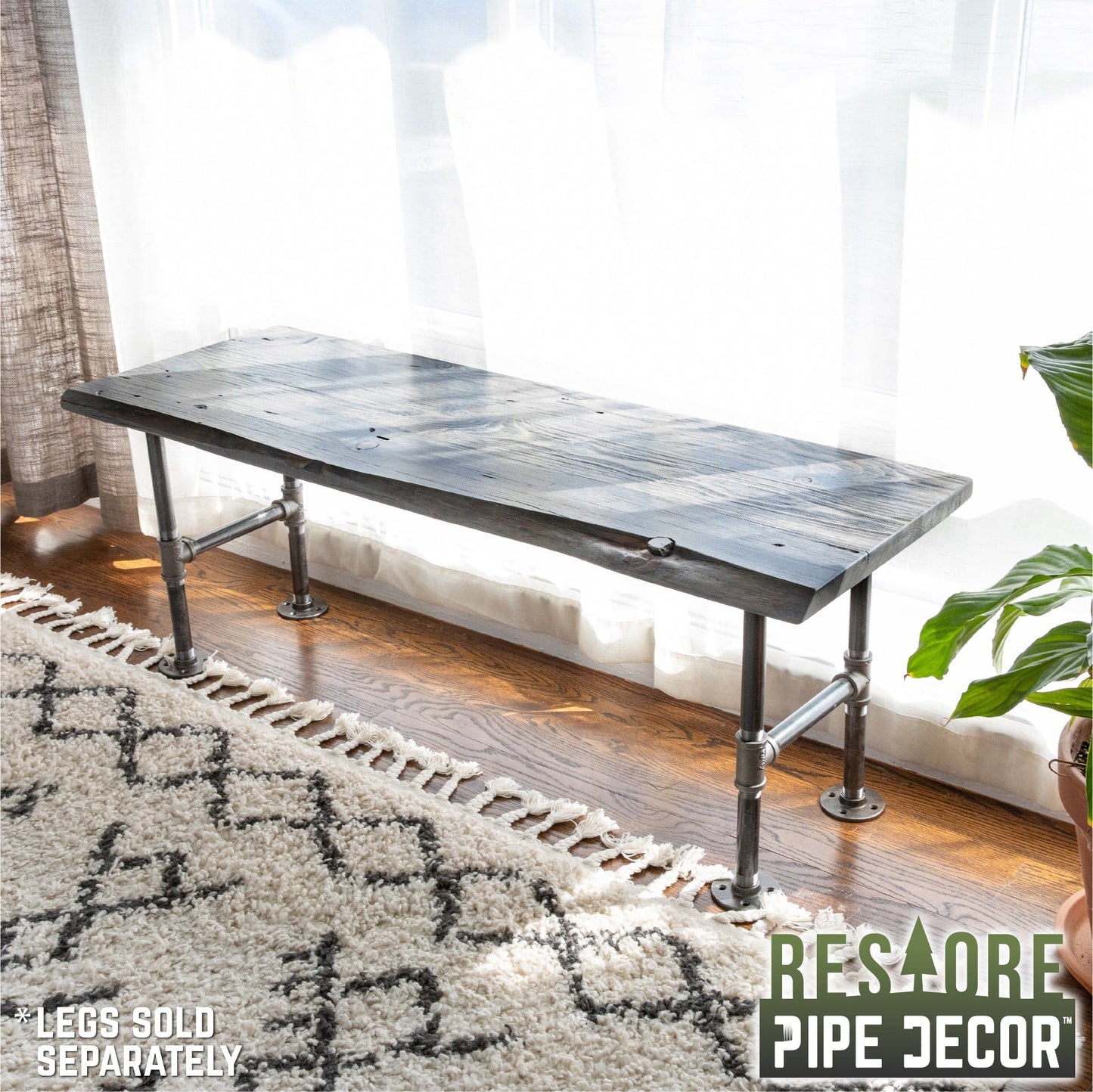 RESTORE Riverstone Grey Solid Live Edge Wood Console Tabletop