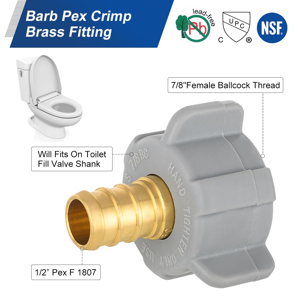 30 Pcs PEX-B Crimp 1/2" x 7/8" Female NPT Swivel Adapter (Lead Free)