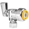 1/2" Push Connect x 3/8" OD Compr. Unigold Push Fit Angle Stop Valve, 1/4 Turn (Lead Free)