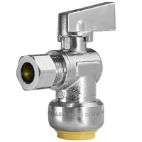 10 Pcs 1/2" Push Connect x 3/8" OD Compr. Unigold Push Fit Angle Stop Valve, 1/4 Turn (Lead Free) Plumbingsell