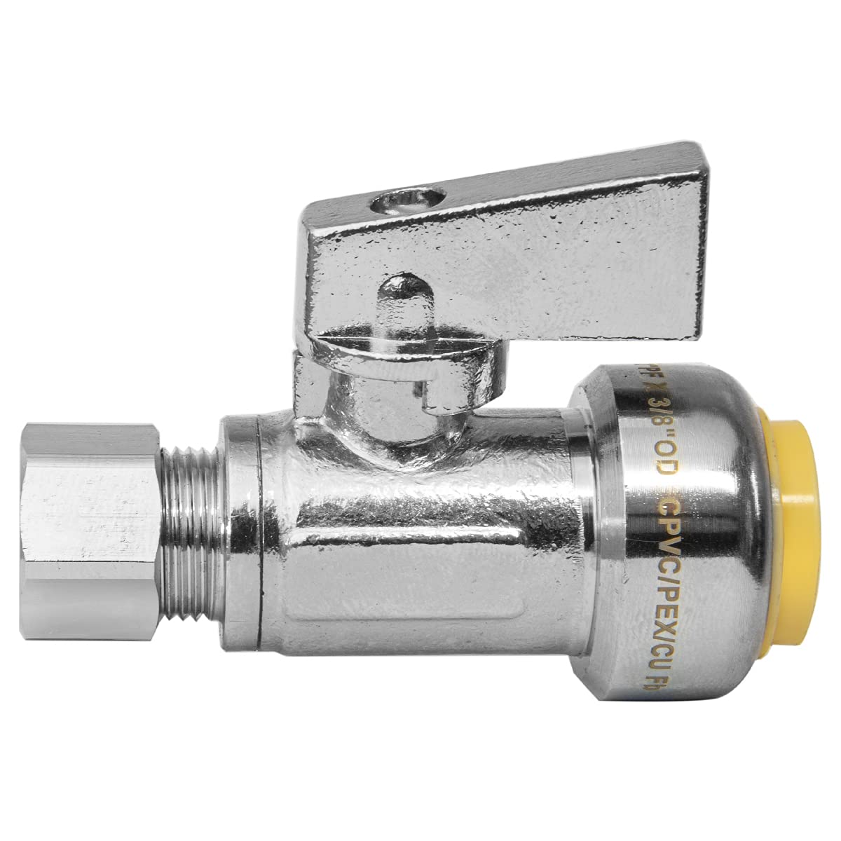 10 Pcs 1/2" Push Connect x 3/8" OD Compr. Unigold Push Fit Straight Stop Valve, 1/4 Turn (Lead Free) Plumbingsell