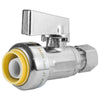 10 Pcs 1/2" Push Connect x 3/8" OD Compr. Unigold Push Fit Straight Stop Valve, 1/4 Turn (Lead Free) Plumbingsell