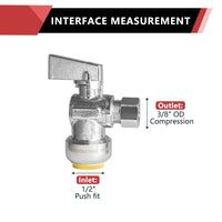10 Pcs 1/2" Push Connect x 3/8" OD Compr. Unigold Push Fit Angle Stop Valve, 1/4 Turn (Lead Free) Plumbingsell