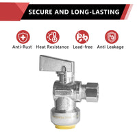 10 Pcs 1/2" Push Connect x 3/8" OD Compr. Unigold Push Fit Angle Stop Valve, 1/4 Turn (Lead Free) Plumbingsell
