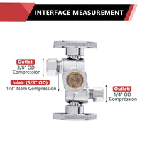 10 Pcs 1/2" PEX Crimp x 3/8" OD Compr. x 3/8" OD Compr. Dual Stop Valve, 1/4 Turn (Lead Free) Plumbingsell