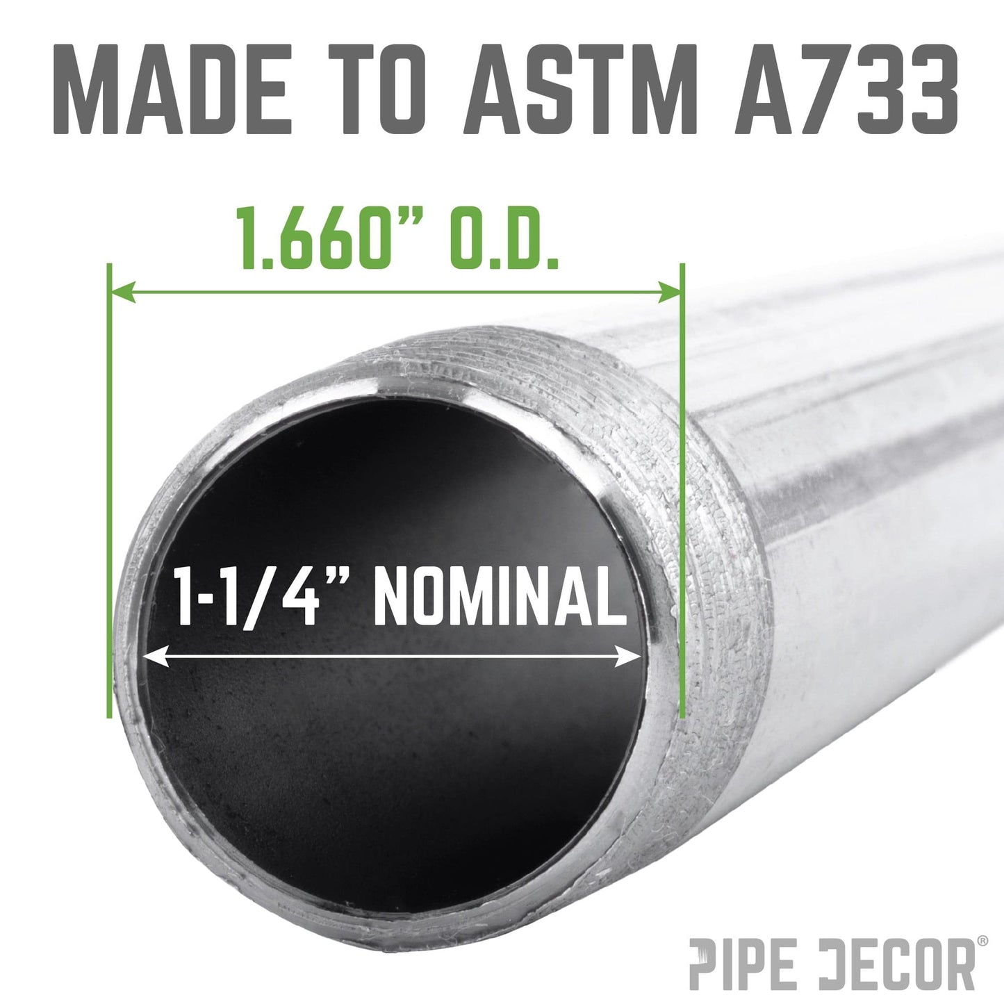 1 1/4 in. x 9 in. Galvanized Pipe