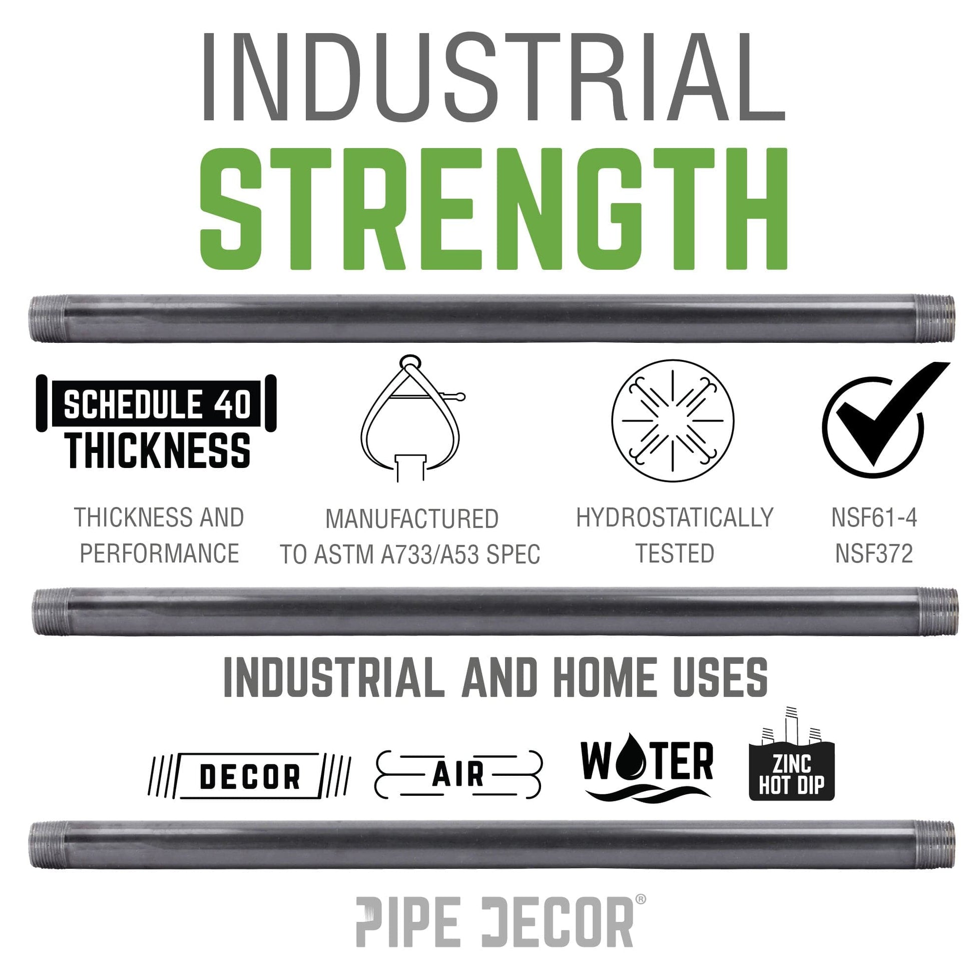 3/4 in. x 2 1/2 in. Galvanized Steel Nipple PIPE DECOR