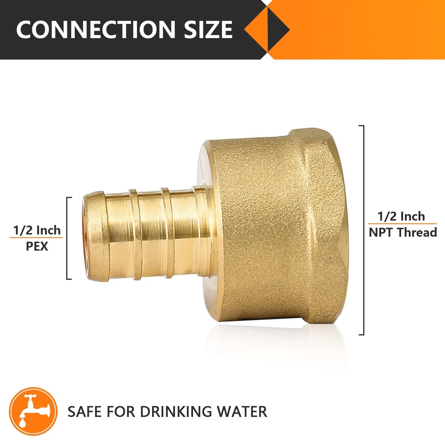 PEX-B Crimp 1/2" PEX x 1/2" Female Threaded Adapter (Lead Free)