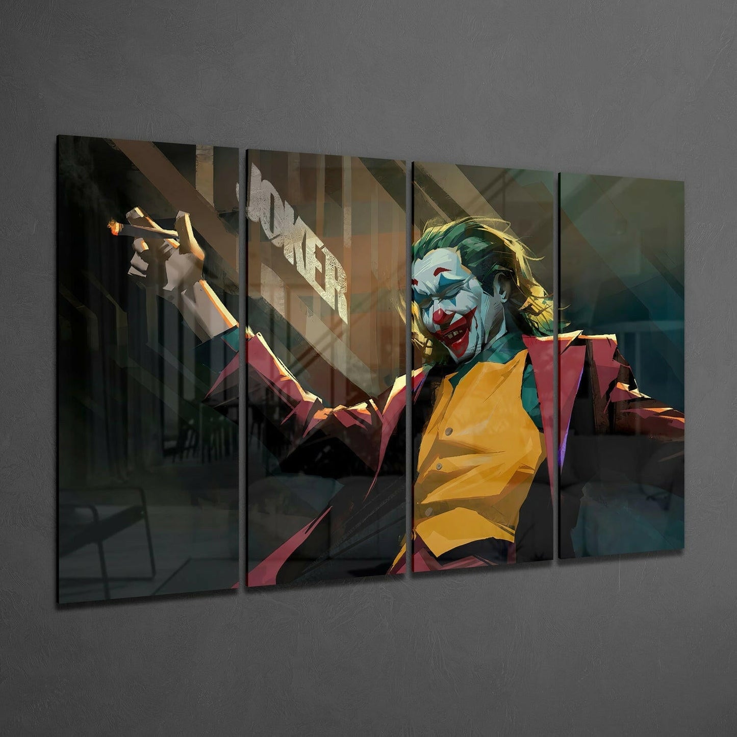 Insigneart USA Insigneart USA Joker 4 Pieces Mega Glass Wall Art (59"x36")