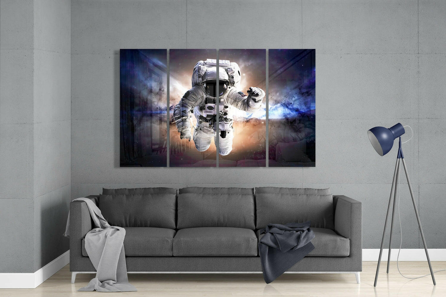 Insigneart USA Insigneart USA Astronaut 4 Pieces Mega Glass Wall Art (59"x36")