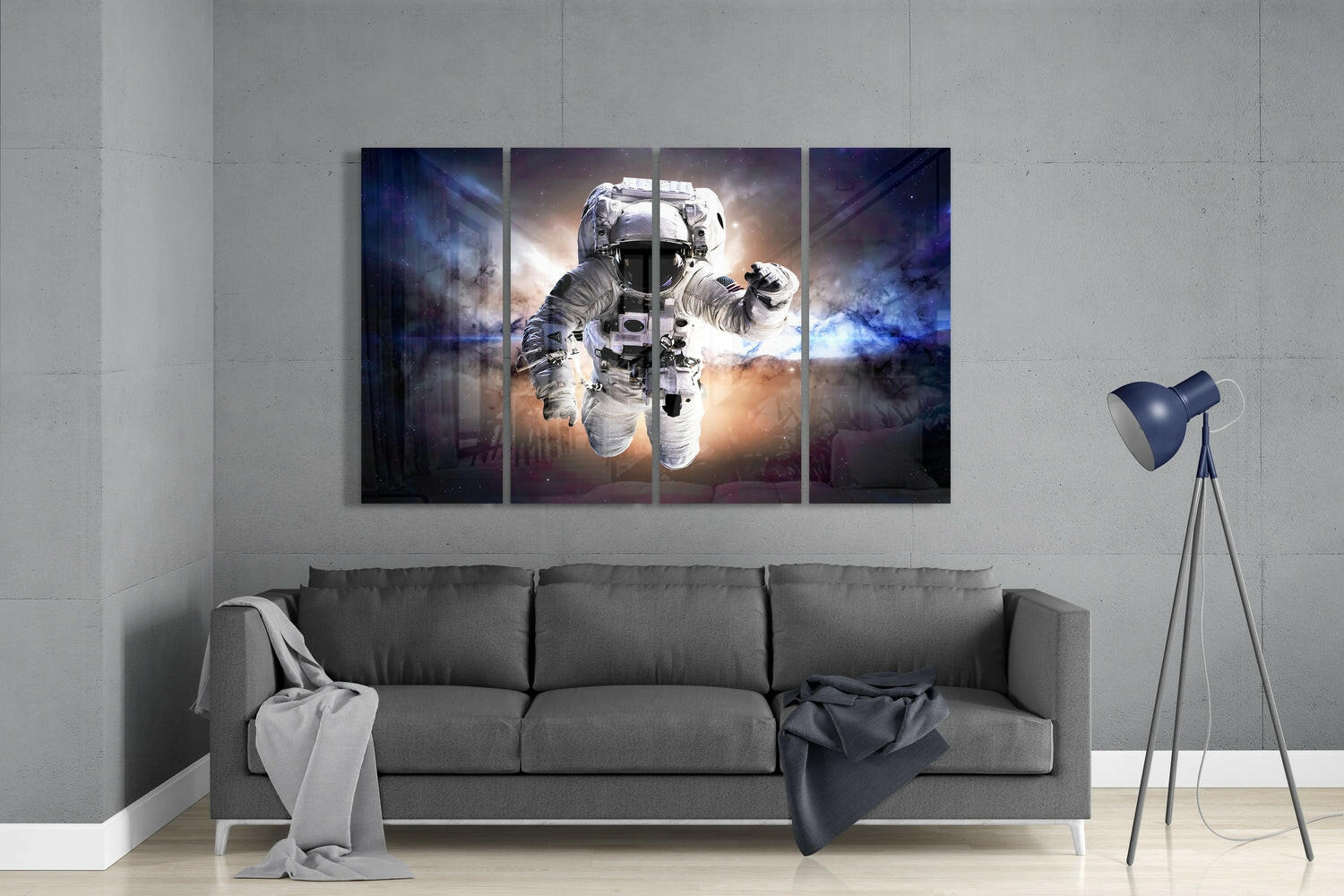 Insigneart USA Insigneart USA Astronaut 4 Pieces Mega Glass Wall Art (59"x36")