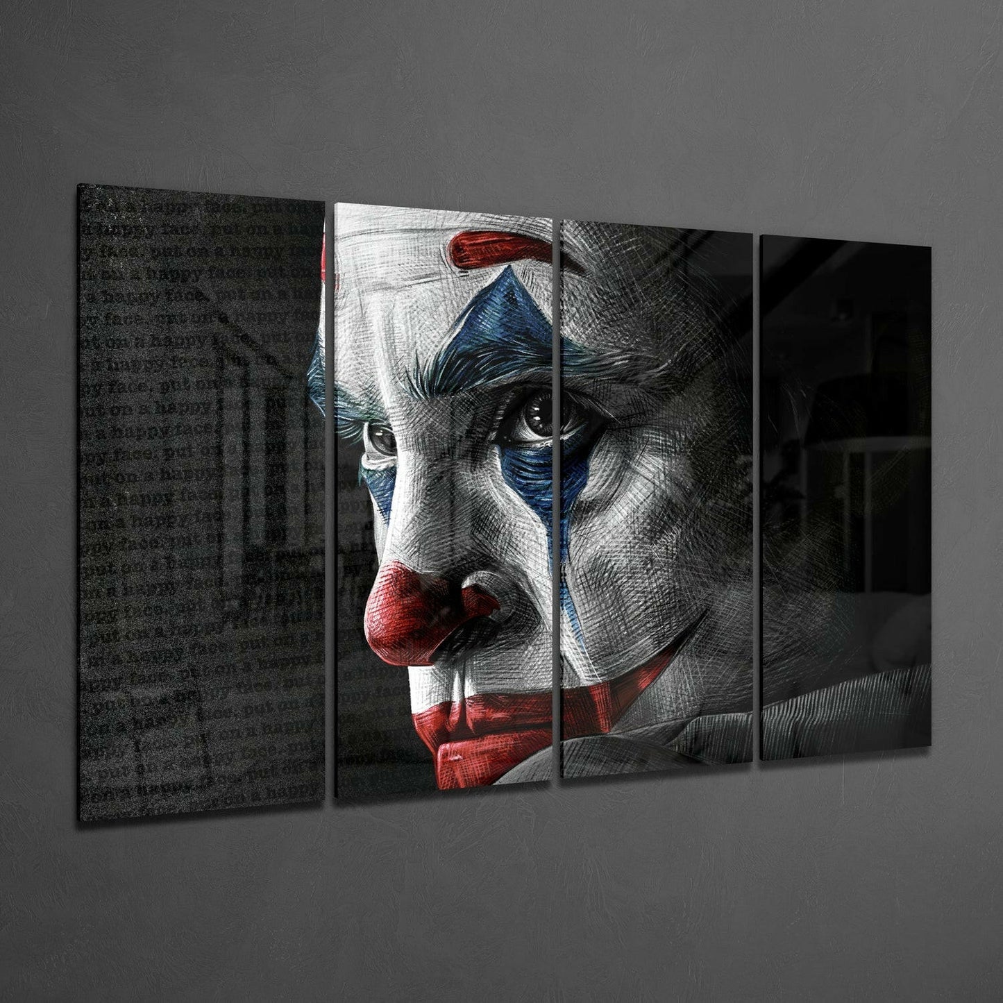 Insigneart USA Insigneart USA Joker 4 Pieces Mega Glass Wall Art (59"x36")