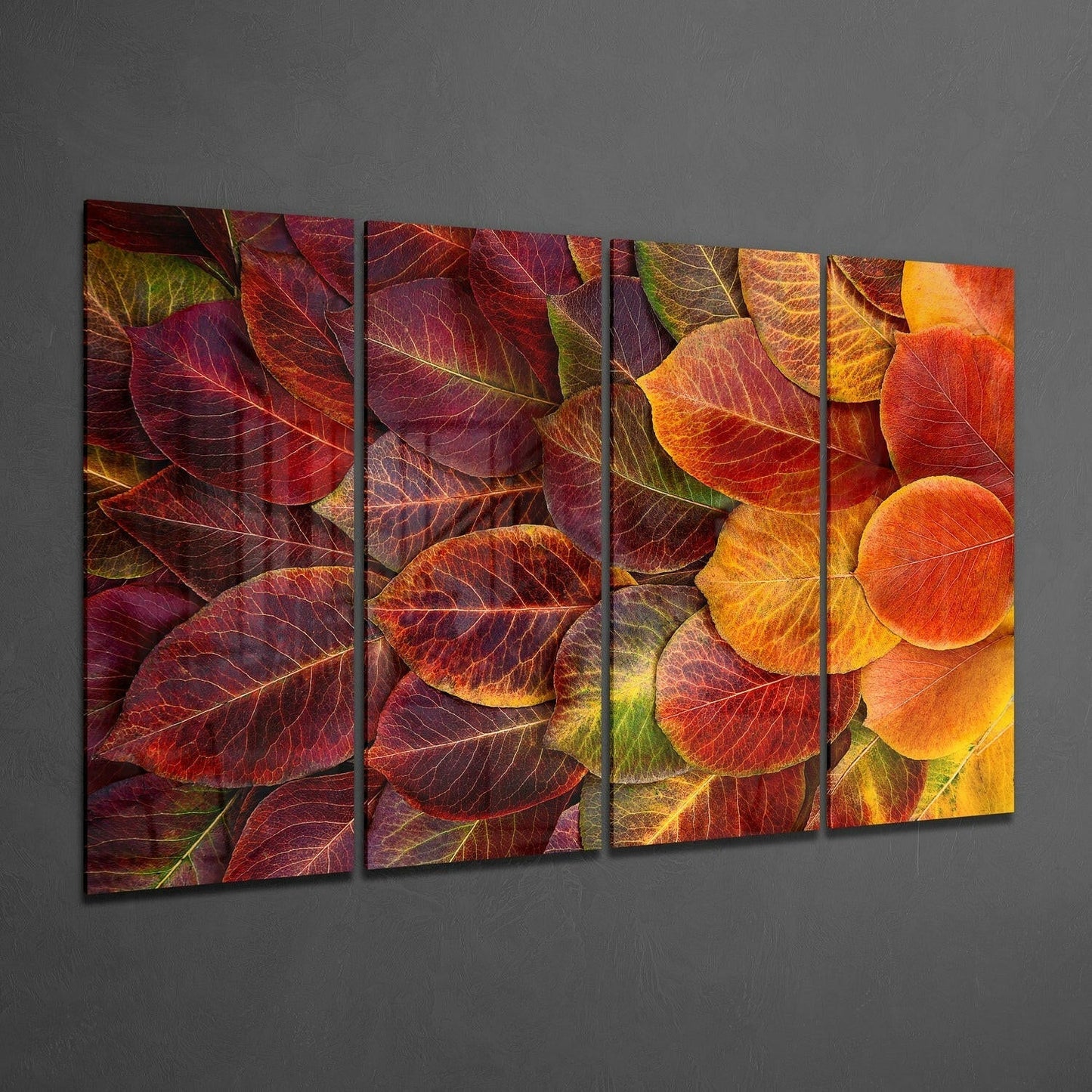 Insigneart USA Autumn Leaves 4 Pieces Mega Glass Wall Art (59"x36")