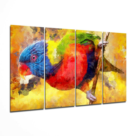 Insigneart USA Insigneart USA Parrot 4 Pieces Mega Glass Wall Art (59"x36")