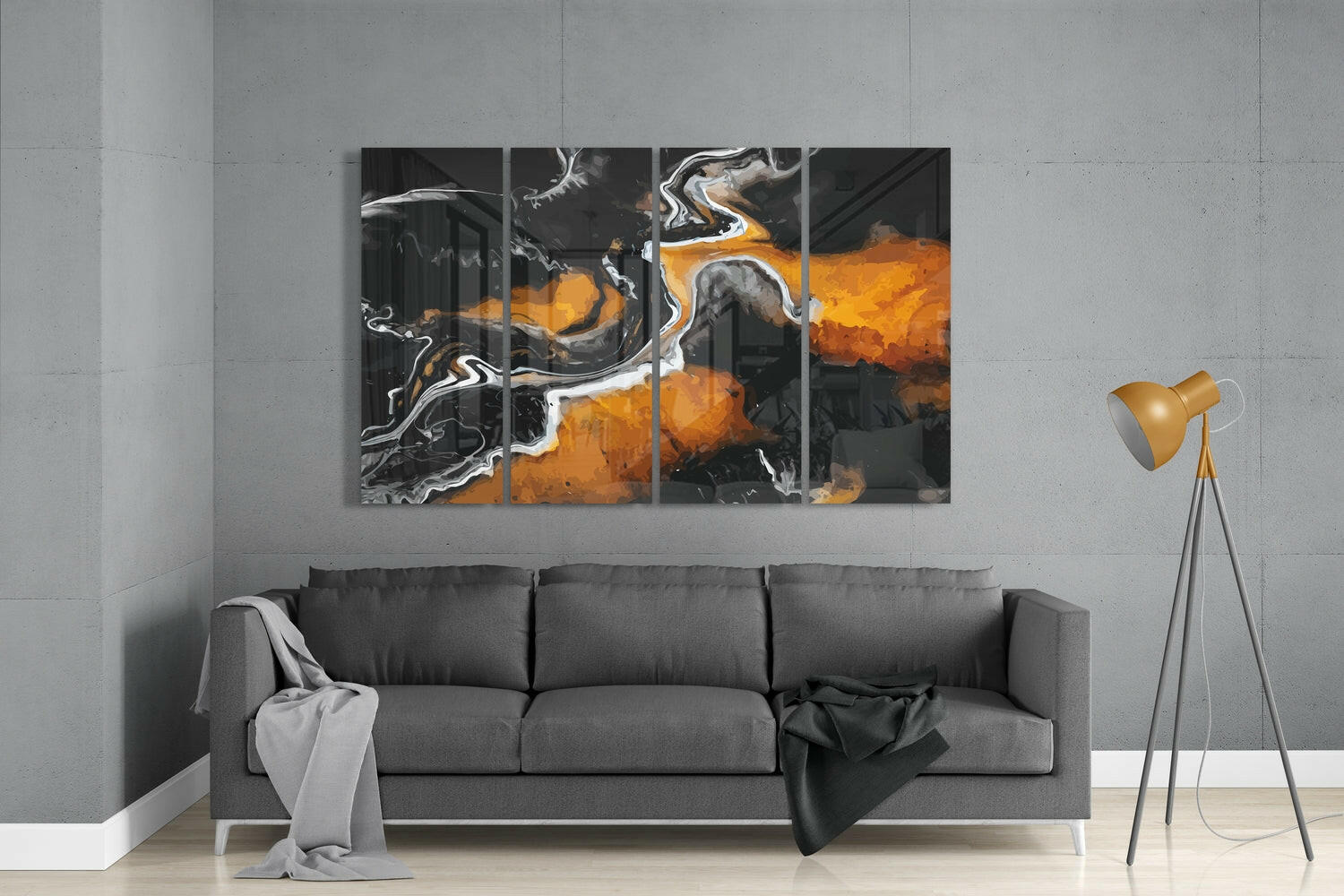 Insigneart USA Marble Lava 4 Pieces Mega Glass Wall Art (59"x36")