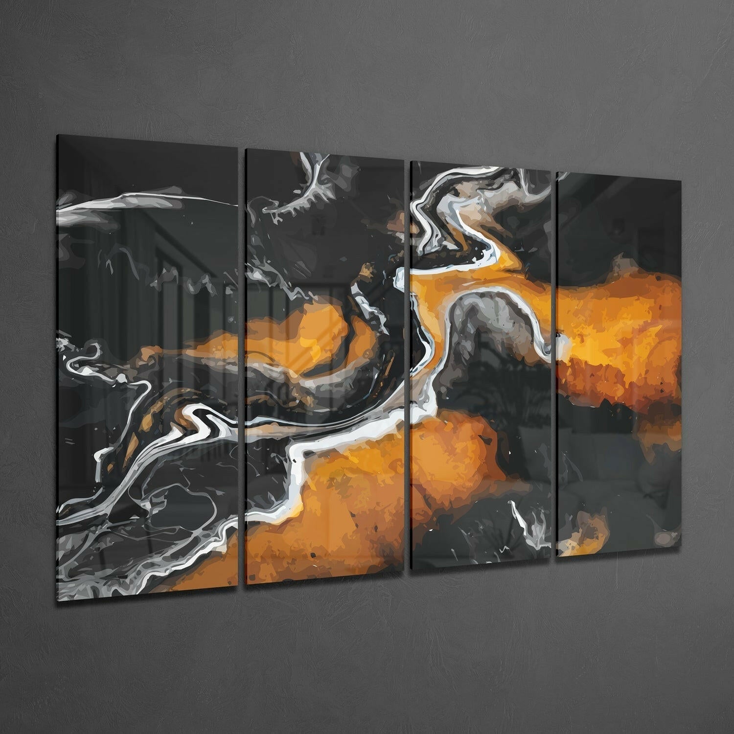 Insigneart USA Marble Lava 4 Pieces Mega Glass Wall Art (59"x36")