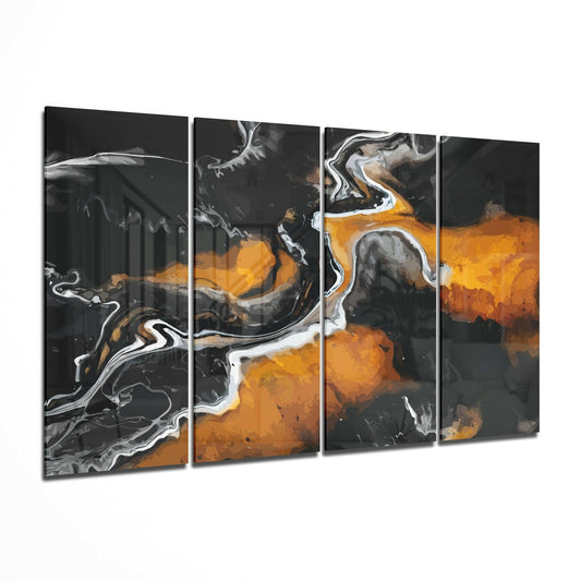 Insigneart USA Marble Lava 4 Pieces Mega Glass Wall Art (59"x36")