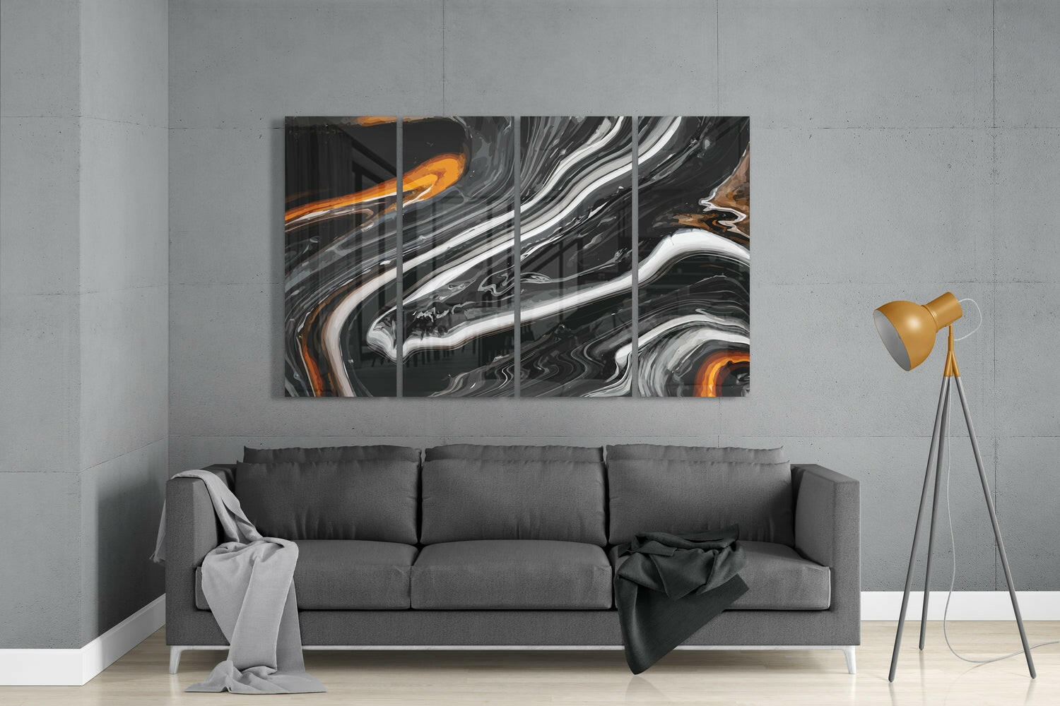 Insigneart USA Marble Lava 4 Pieces Mega Glass Wall Art (59"x36")