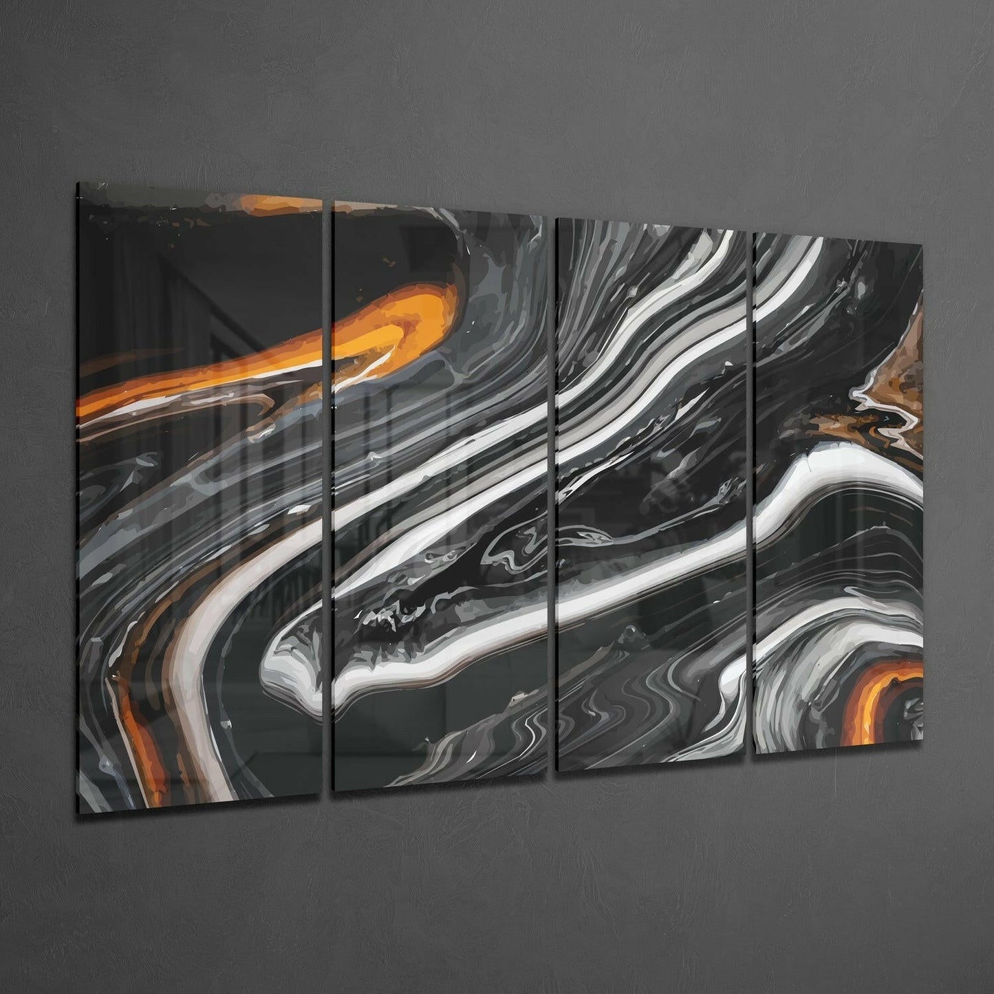 Insigneart USA Marble Lava 4 Pieces Mega Glass Wall Art (59"x36")