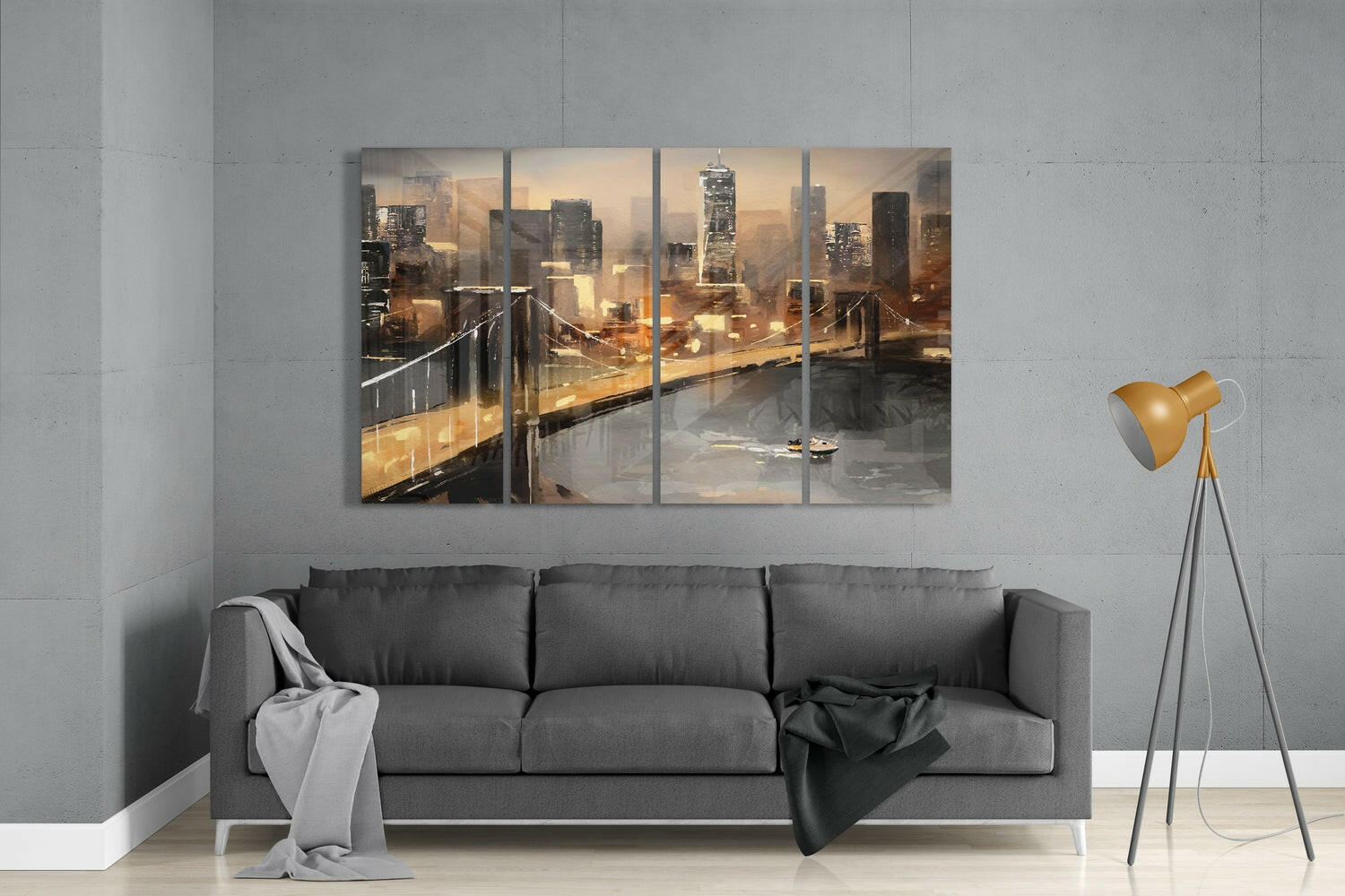 Insigneart USA Insigneart USA Manhattan 4 Pieces Mega Glass Wall Art (59"x36")