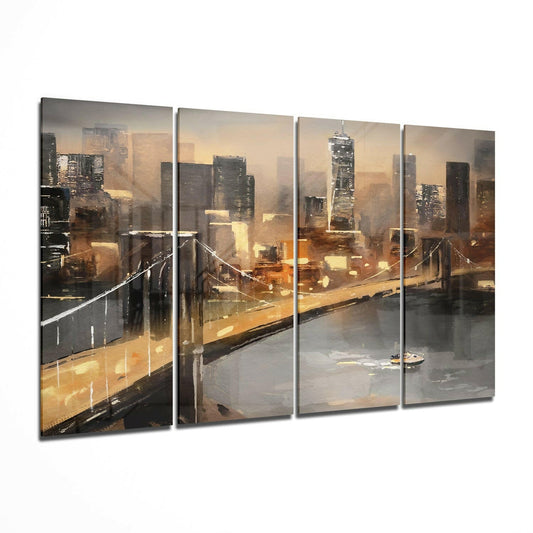 Insigneart USA Insigneart USA Manhattan 4 Pieces Mega Glass Wall Art (59"x36")