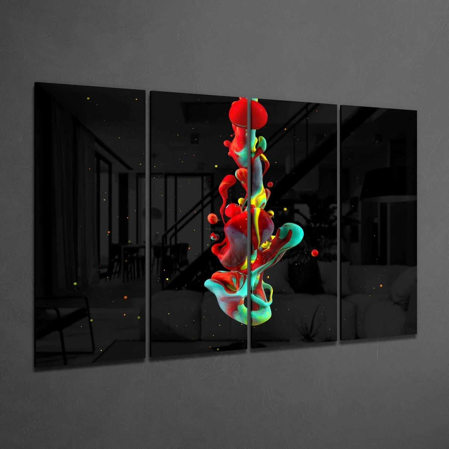 Insigneart USA Insigneart USA Color Mix 4 Pieces Mega Glass Wall Art (59"x36")