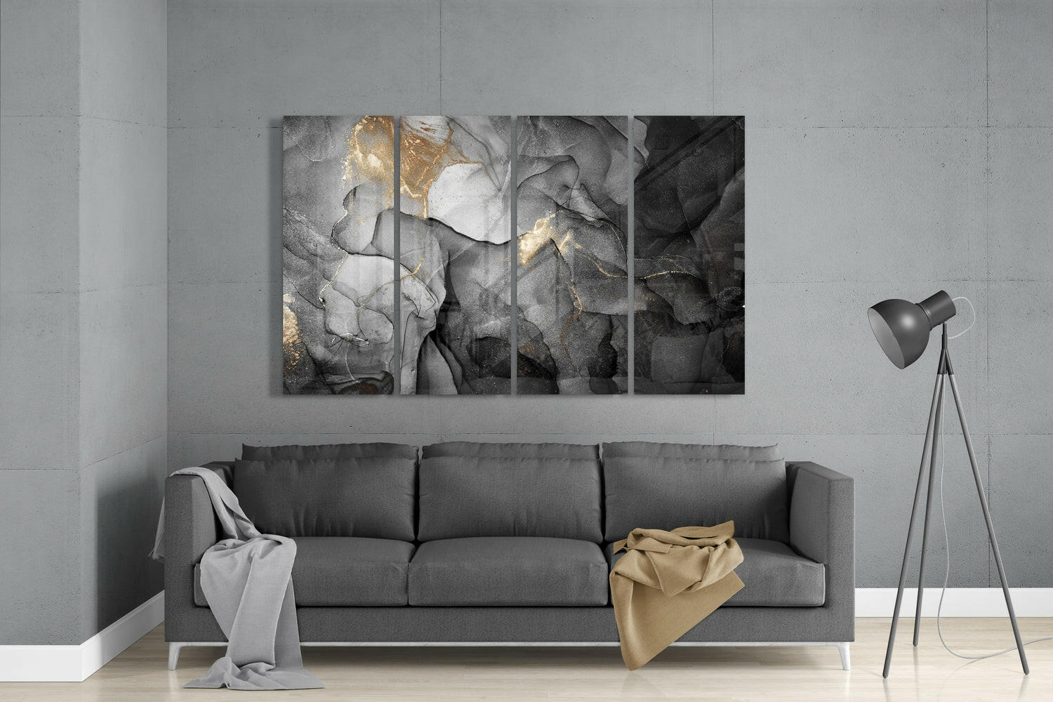 Marble 4 Pieces Mega Glass Wall Art (59"x36") Insigneart USA