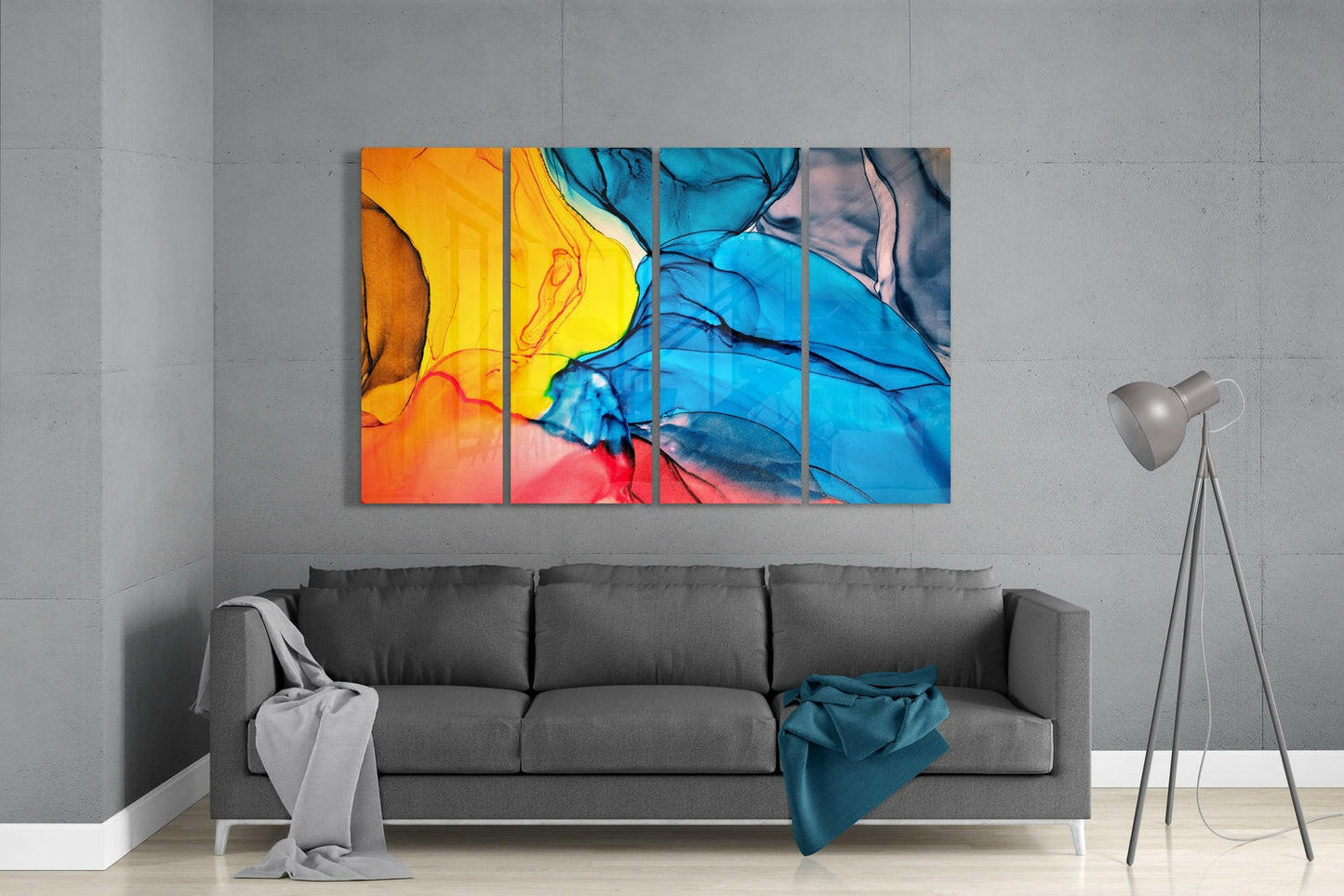 Dance of Colors 4 Pieces Mega Glass Wall Art (59"x36")