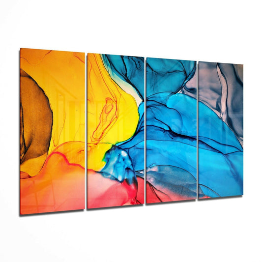 Dance of Colors 4 Pieces Mega Glass Wall Art (59"x36")