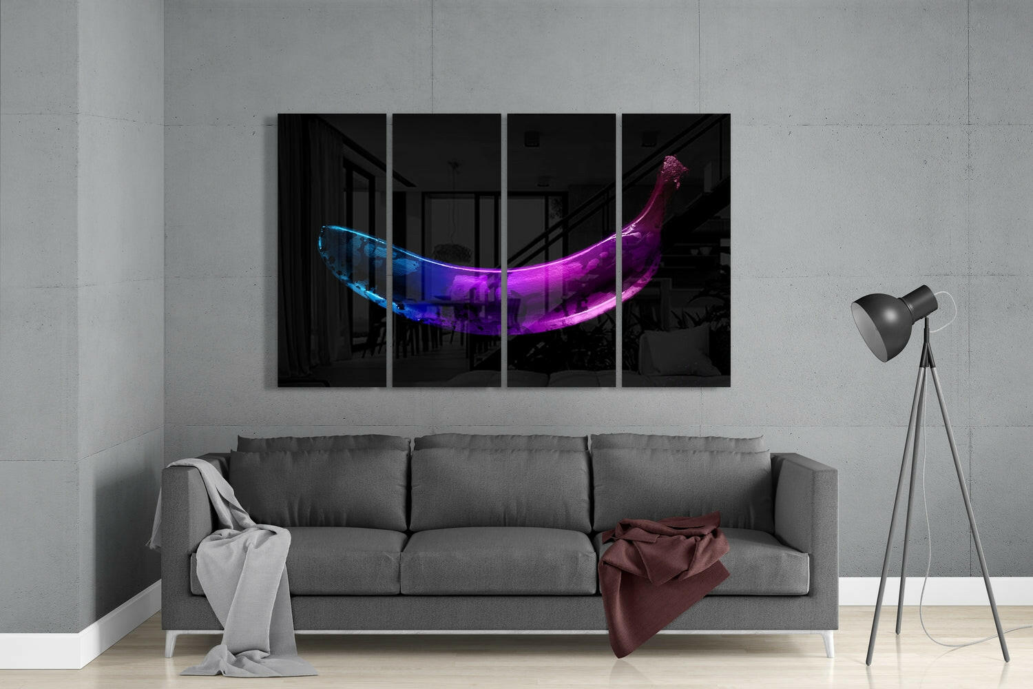 Insigneart USA Insigneart USA A Banana 4 Pieces Mega Glass Wall Art (59"x36")