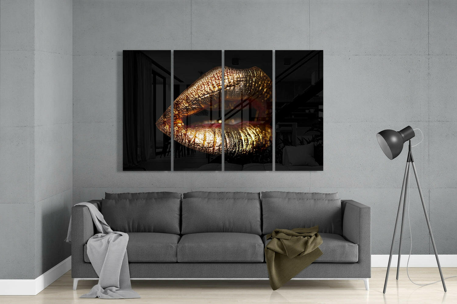 Insigneart USA Insigneart USA Lips 4 Pieces Mega Glass Wall Art (59"x36")