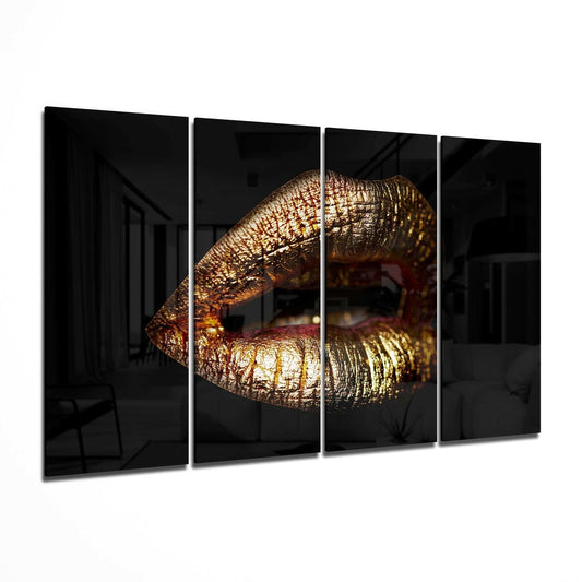 Insigneart USA Insigneart USA Lips 4 Pieces Mega Glass Wall Art (59"x36")