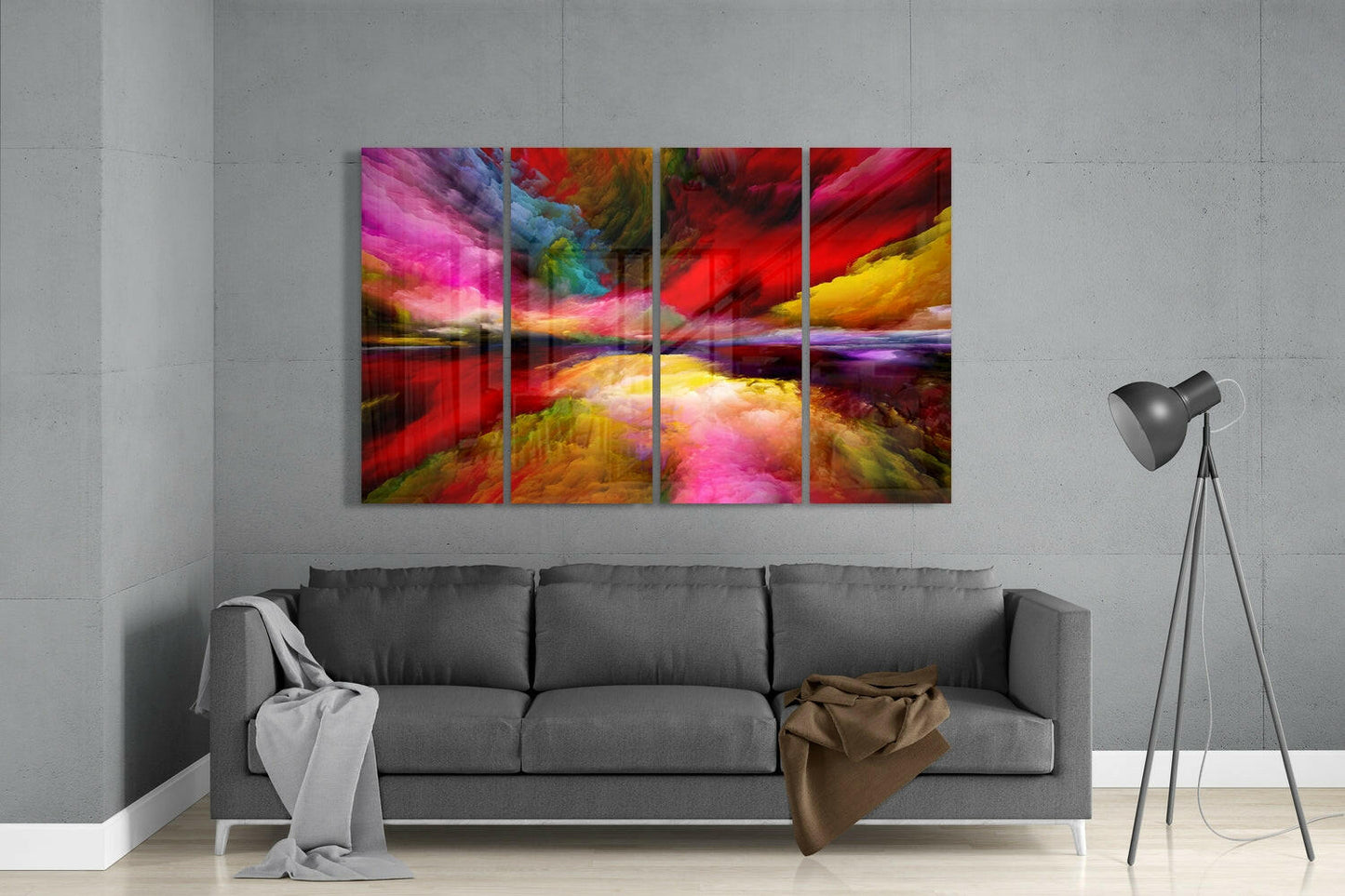 Insigneart USA Colorful Clouds 4 Pieces Mega Glass Wall Art (59"x36")