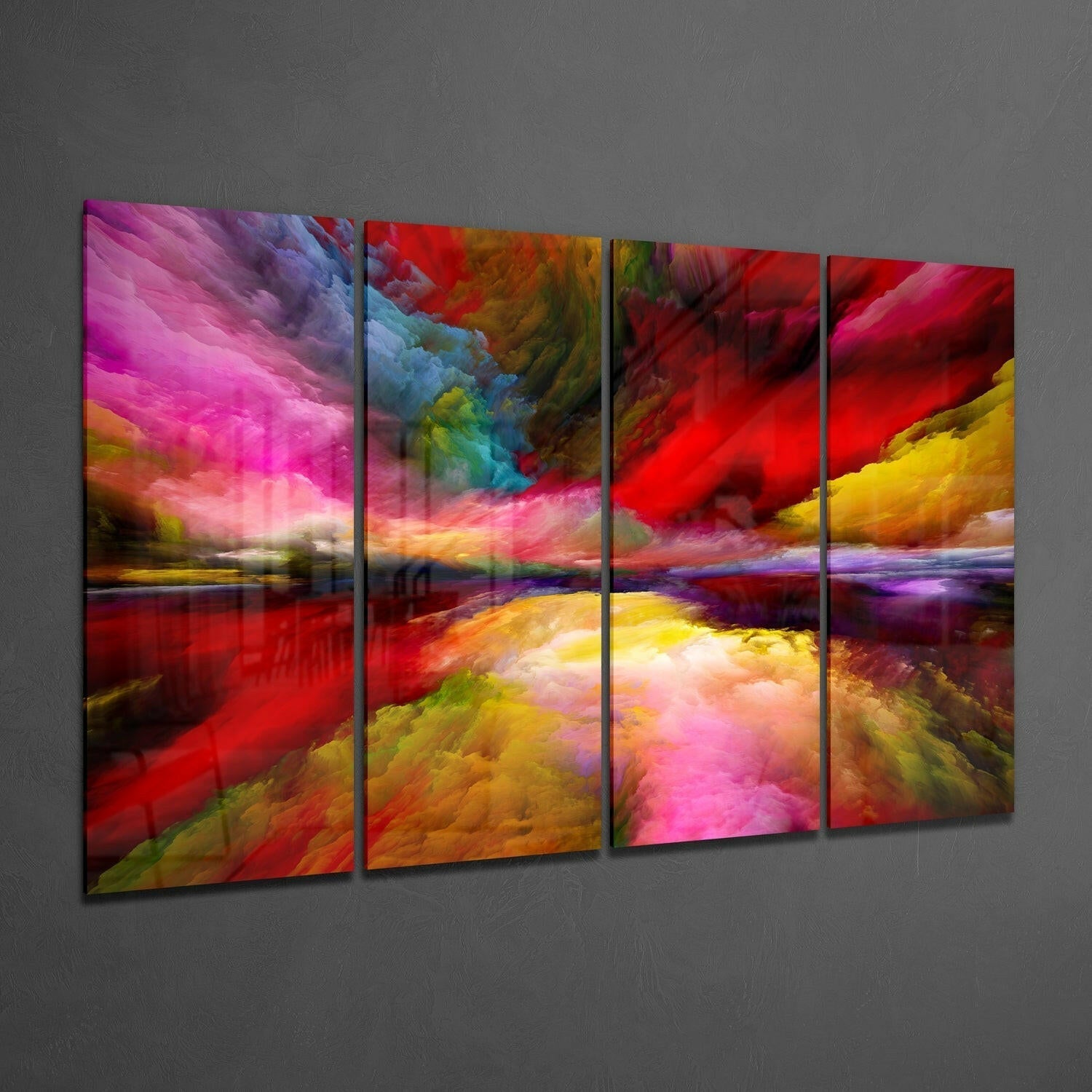 Insigneart USA Colorful Clouds 4 Pieces Mega Glass Wall Art (59"x36")