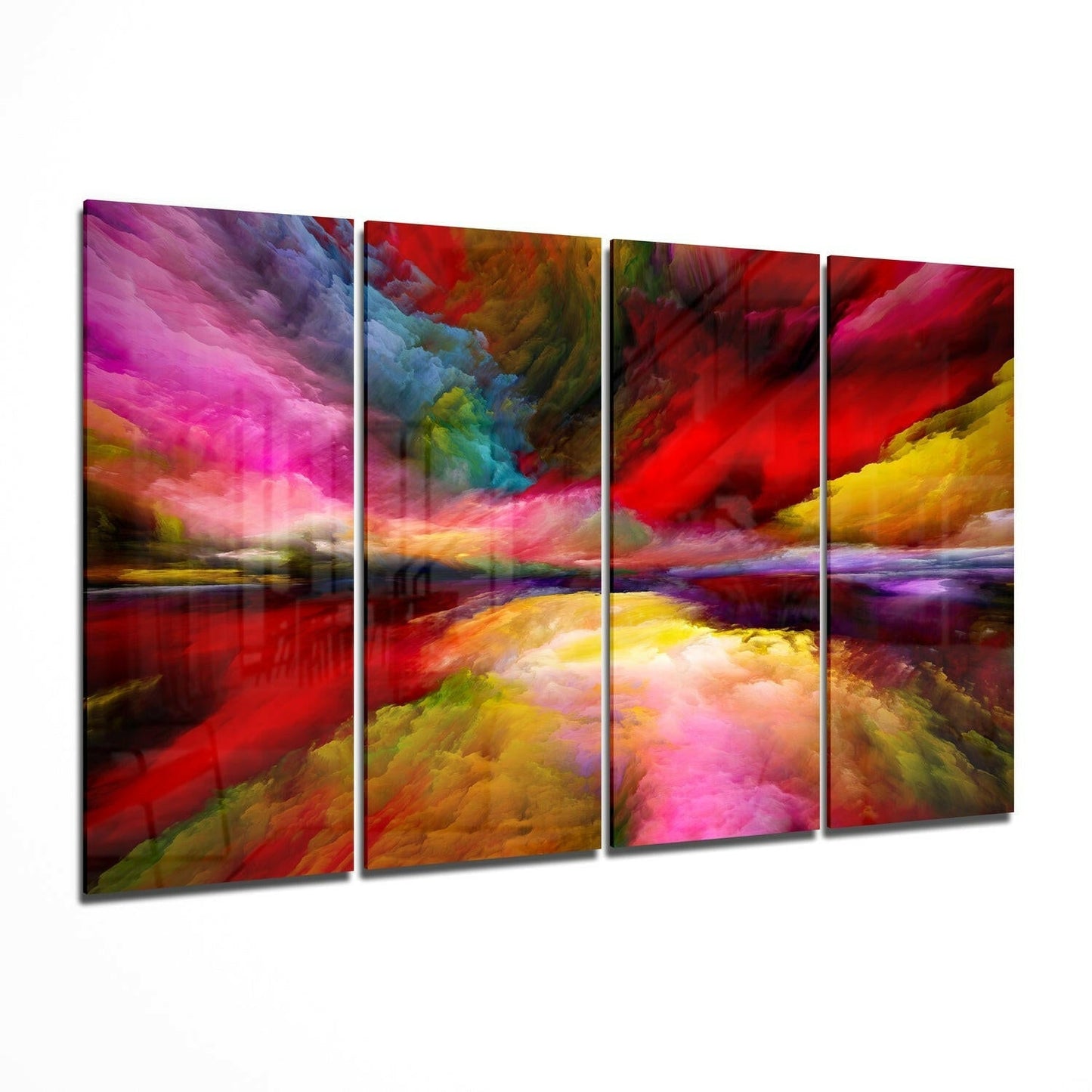 Insigneart USA Colorful Clouds 4 Pieces Mega Glass Wall Art (59"x36")