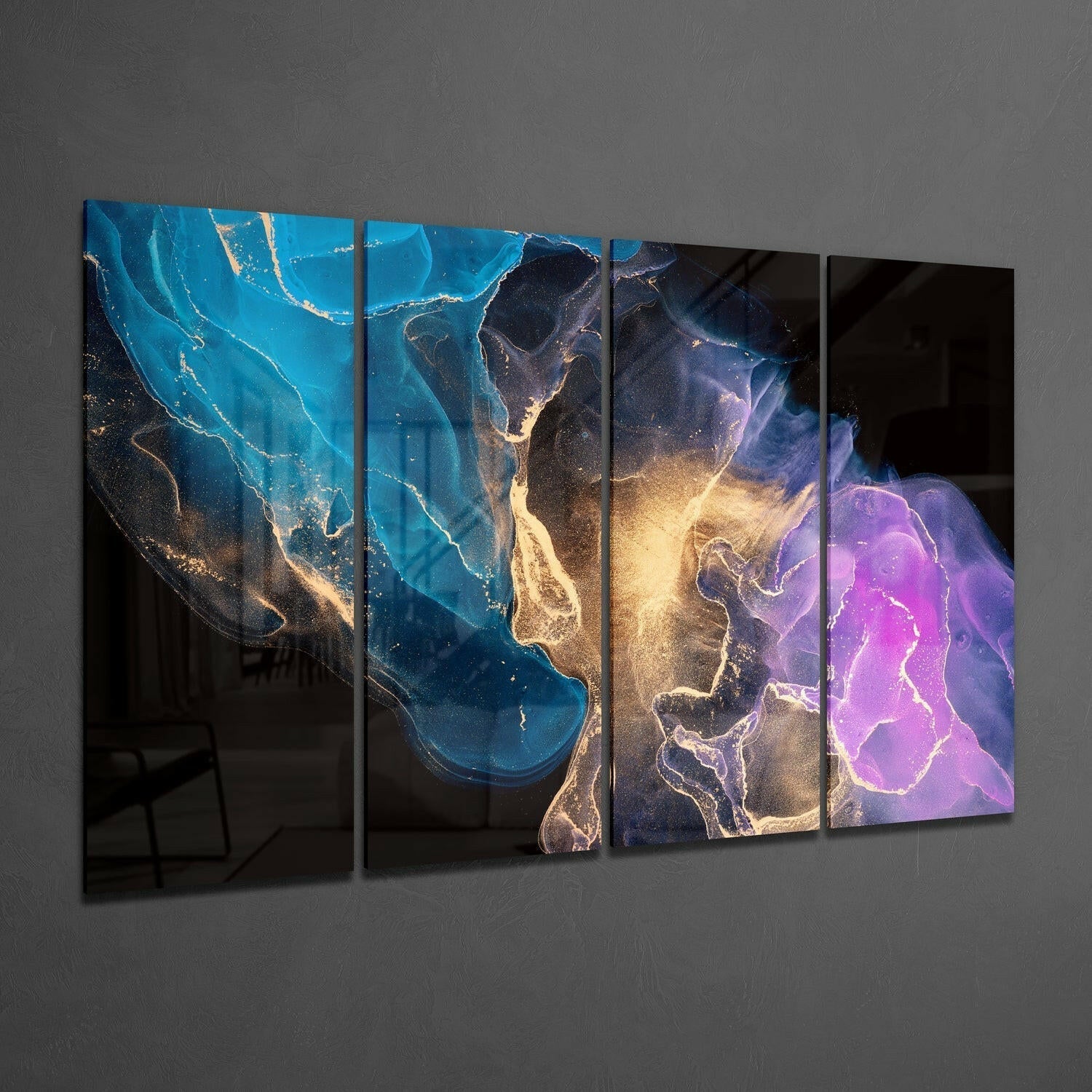 Insigneart USA Insigneart USA Collision 4 Pieces Mega Glass Wall Art (59"x36")