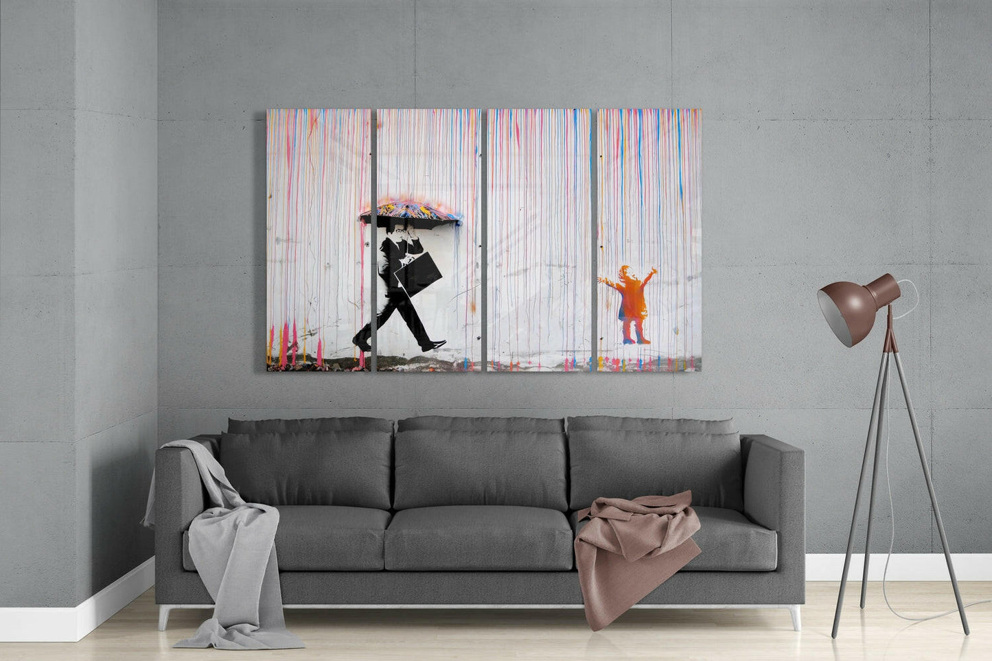 Insigneart USA Insigneart USA Banksy 4 Pieces Mega Glass Wall Art (59"x36")