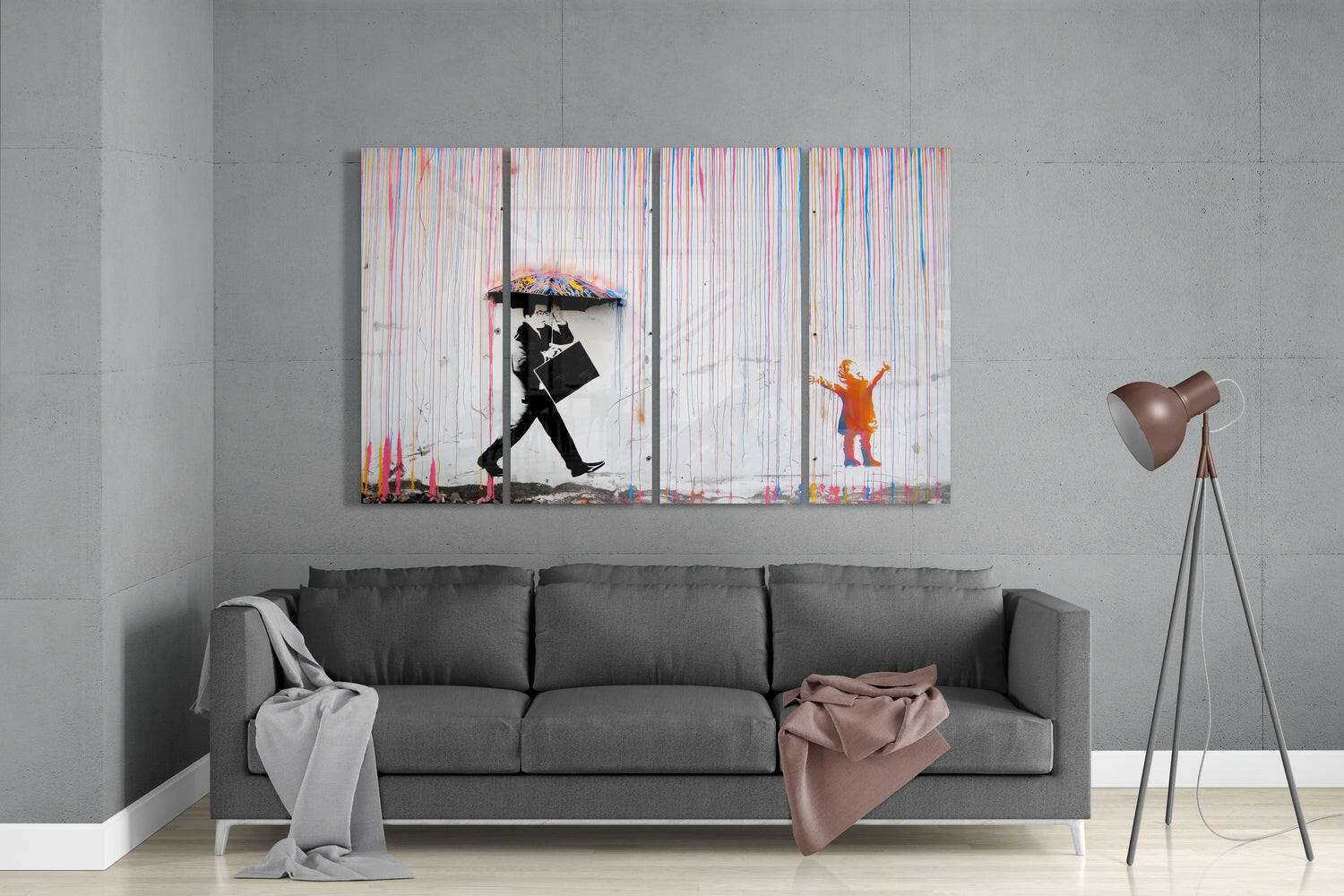 Insigneart USA Insigneart USA Banksy 4 Pieces Mega Glass Wall Art (59"x36")