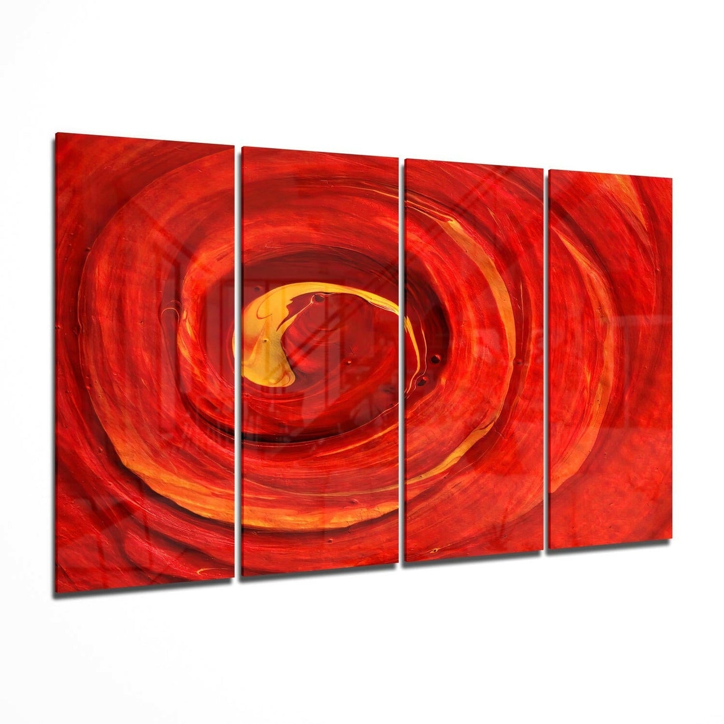 Insigneart USA Insigneart USA Red Vortex 4 Pieces Mega Glass Wall Art (59"x36")