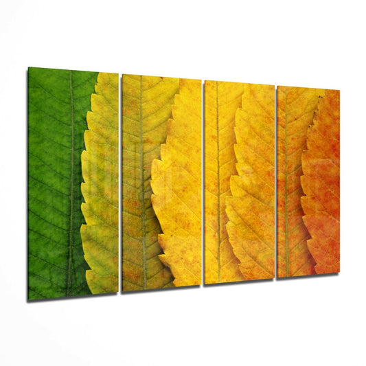Insigneart USA Autumn Leaves 4 Pieces Mega Glass Wall Art (59"x36")