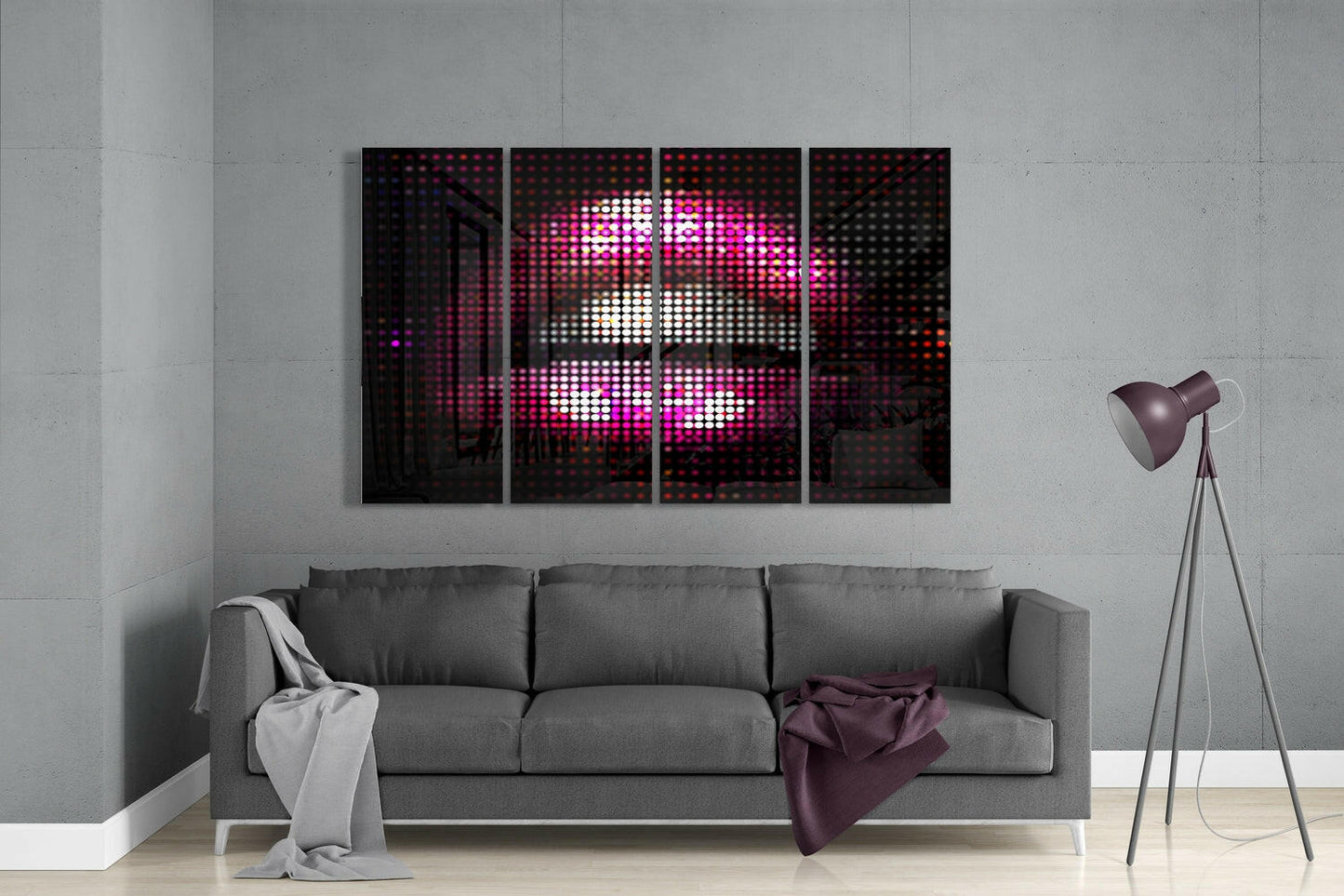 Insigneart USA Insigneart USA Lips 4 Pieces Mega Glass Wall Art (59"x36")