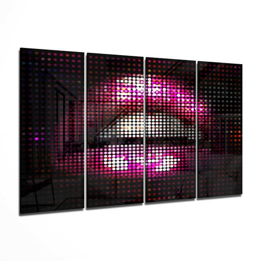 Insigneart USA Insigneart USA Lips 4 Pieces Mega Glass Wall Art (59"x36")