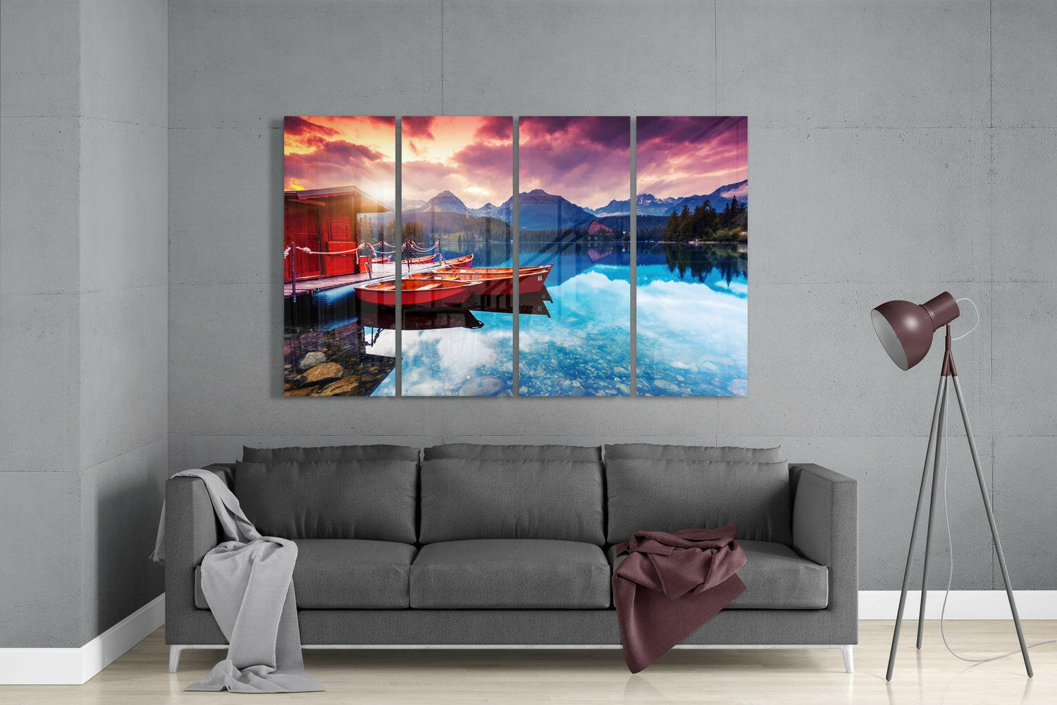 Insigneart USA Insigneart USA Sunset 4 Pieces Mega Glass Wall Art (59"x36")