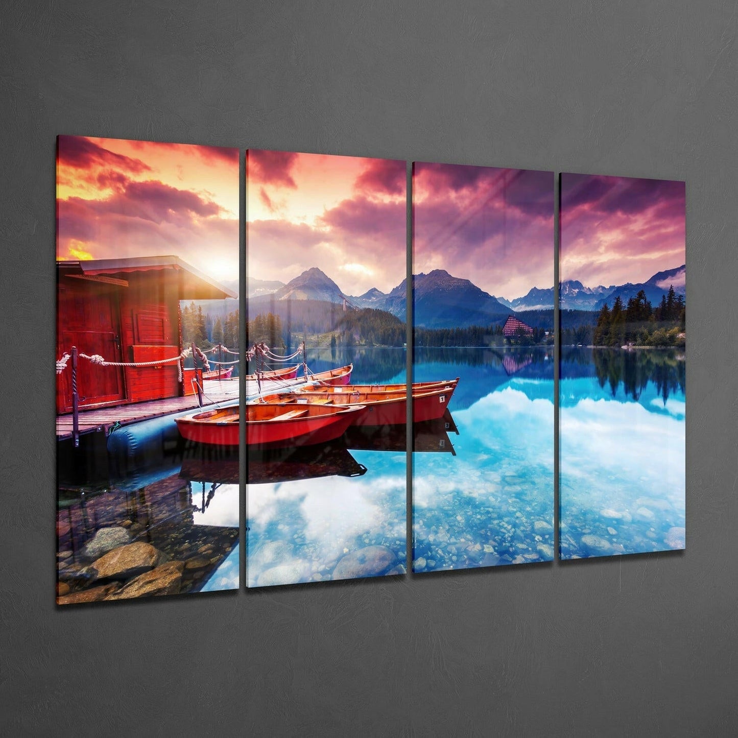 Insigneart USA Insigneart USA Sunset 4 Pieces Mega Glass Wall Art (59"x36")