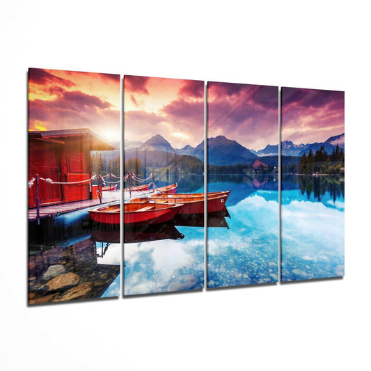 Insigneart USA Insigneart USA Sunset 4 Pieces Mega Glass Wall Art (59"x36")