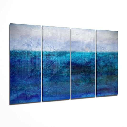 Insigneart USA Blue Horizon 4 Pieces Mega Glass Wall Art (59"x36")
