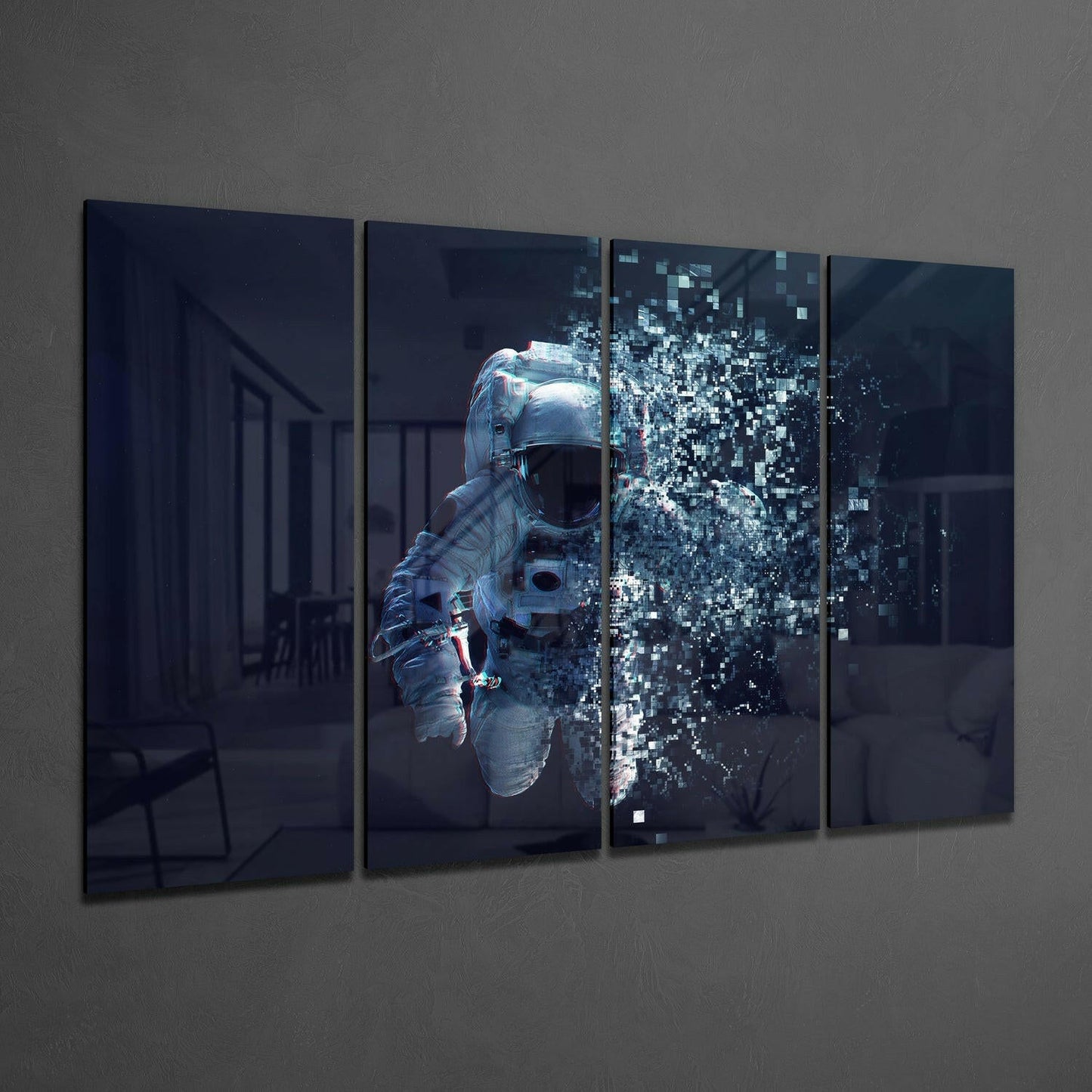 Insigneart USA Insigneart USA Astronaut 4 Pieces Mega Glass Wall Art (59"x36")