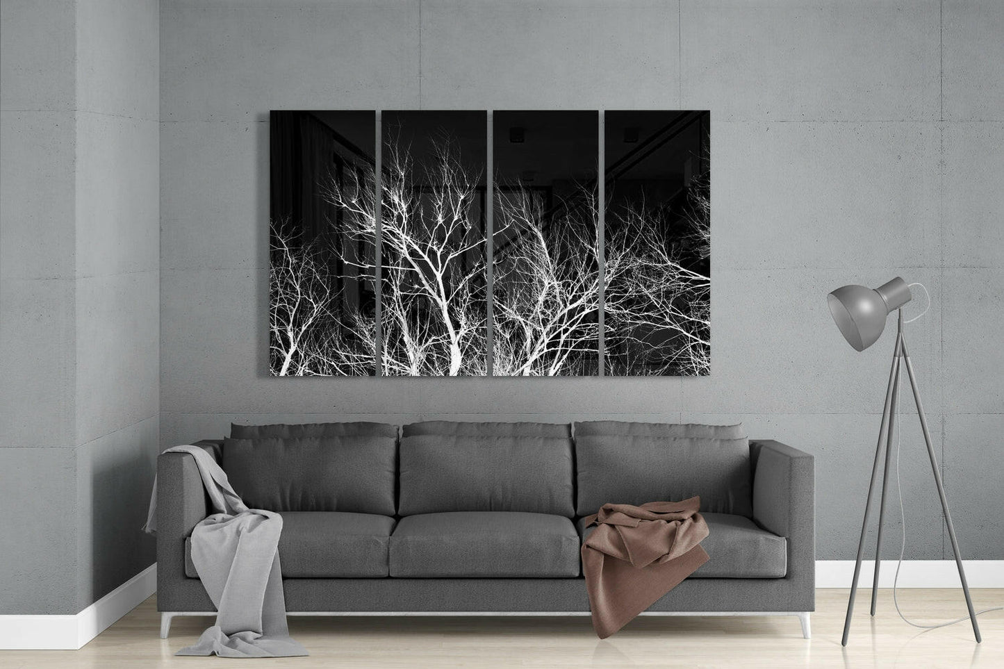 Insigneart USA Night Trees 4 Pieces Mega Glass Wall Art (59"x36")