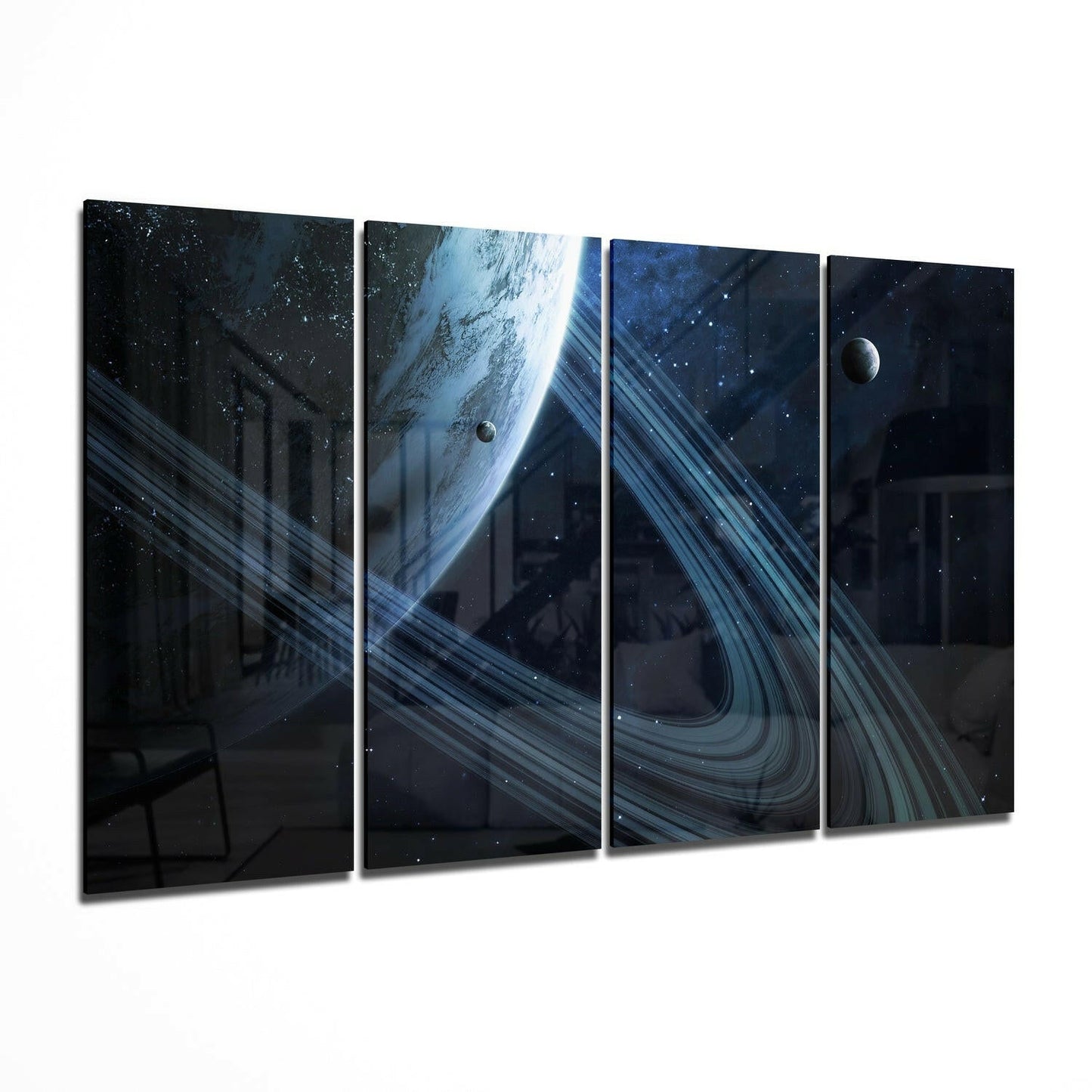 Insigneart USA Insigneart USA Saturn 4 Pieces Mega Glass Wall Art (59"x36")